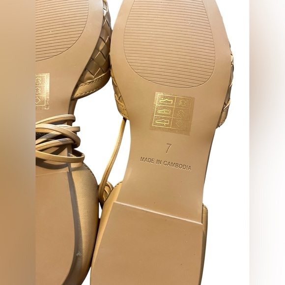 NWOT Madewell The Celina Lace-Up Flat in Woven Leather in Color Earthen Sand 7 - Picture 9 of 9